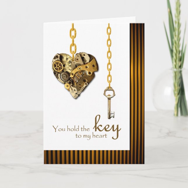 Cartes Pour Fêtes Annuelles Steampunk Valentine pour clé amoureuse (Devant)