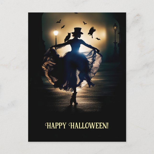 Cartes Pour Fêtes Annuelles Steampunk Victoria Bonne Chouette d'Halloween Lady (Devant)