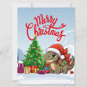 Cartes Pour Fêtes Annuelles Stegosaurus de Noël pour bébé mignon/Whimsical