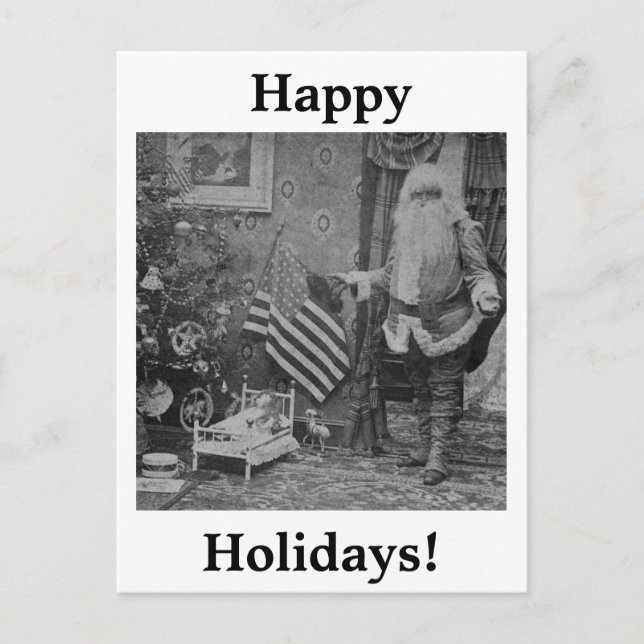 Cartes Pour Fêtes Annuelles Stereoview Père Noël & American Flag ca 1901 (Devant)