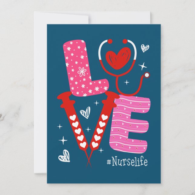 Cartes Pour Fêtes Annuelles Stéthoscope de cœur d'amour Infirmière drôle de la (Devant)