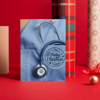 Cartes Pour Fêtes Annuelles Stéthoscope Médical de Sage-Femme Texte de Logo Pe