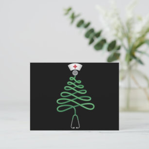 Cartes Pour Fêtes Annuelles Stethoscope Sapin de Noël Infirmière Tenue de bloc