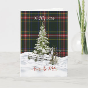 Cartes Pour Fêtes Annuelles Stewart Black Modern Tartan Soeur Noël
