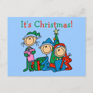 Cartes Pour Fêtes Annuelles Stick Figure Enfants C'est Noël Tshirts et cadeaux