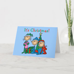 Cartes Pour Fêtes Annuelles Stick Figure Enfants C'est Noël Tshirts et cadeaux
