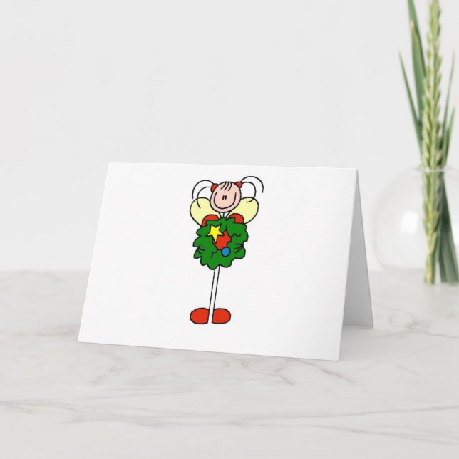 Cartes Pour Fêtes Annuelles Stick Figure Fille de couronne de Noël (Devant)