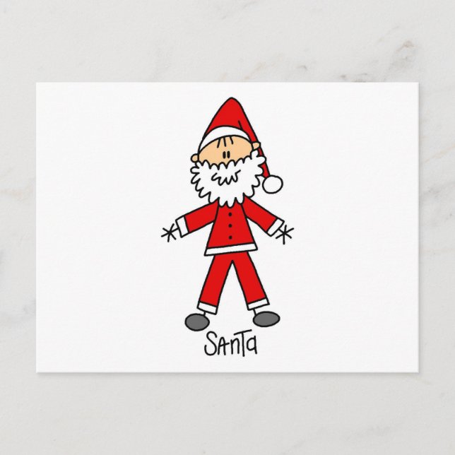 Cartes Pour Fêtes Annuelles Stick Figure Santa Claus Tshirts et cadeaux (Devant)