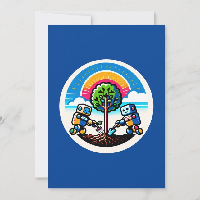 Cartes Pour Fêtes Annuelles Sticker Planteur d'arbre IA Conception robotique é (Devant)