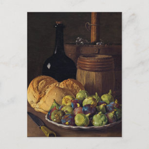 Cartes Pour Fêtes Annuelles Still Life with Figs and Bread de Luis Melendez