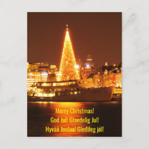 Cartes Pour Fêtes Annuelles Stockholm, Suède à Noël la nuit