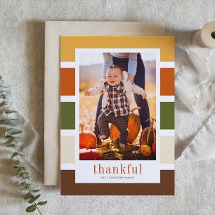 Cartes Pour Fêtes Annuelles Stripes d'automne Motif Merci photo Thanksgiving