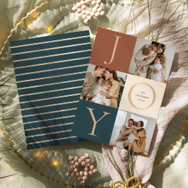 Cartes Pour Fêtes Annuelles Stripes modernes JOIE Neutre Photo de vacances