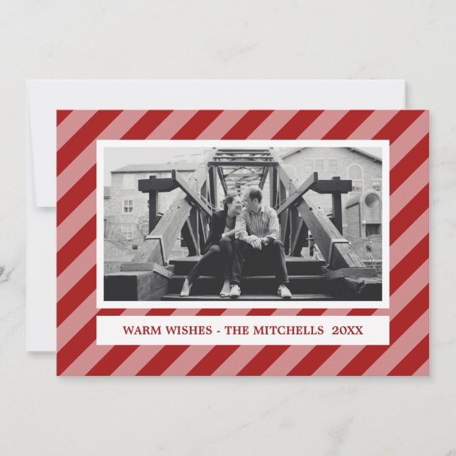 Cartes Pour Fêtes Annuelles STRIPES rouges | SANS DÉLAI | Photo de vacances su (Devant)
