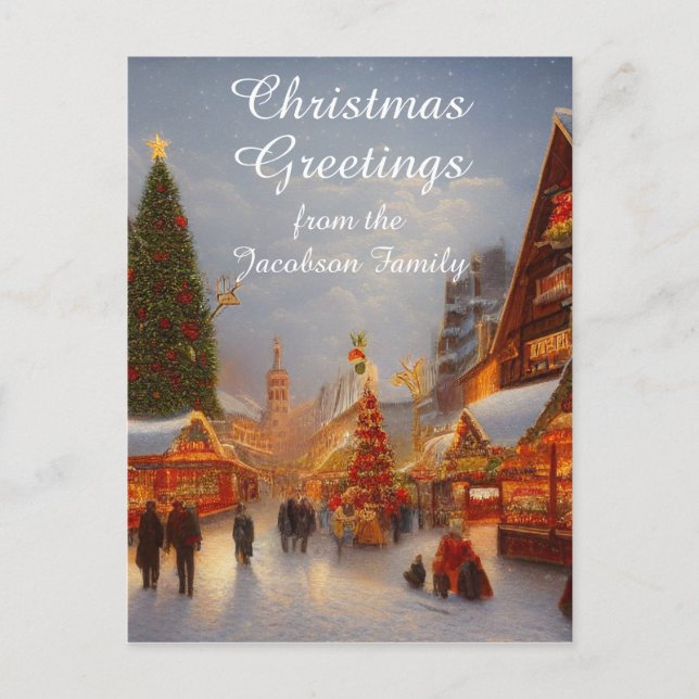 Cartes Pour Fêtes Annuelles Style allemand Salutations de marché de Noël Kitsc (Devant)