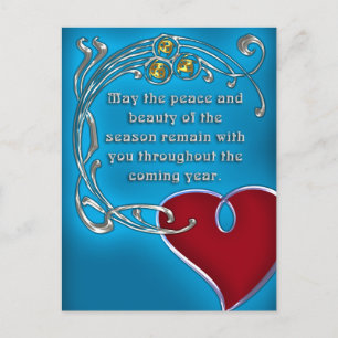 Cartes Pour Fêtes Annuelles Style Art Nouveau Noël au coeur en bleu