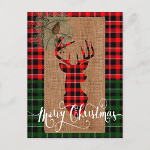 Cartes Pour Fêtes Annuelles Style Cabane - Une Tête de Cerf à Carreaux sur Toi