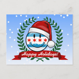 Cartes Pour Fêtes Annuelles Style de Noël Drapeau souriant de Chicago