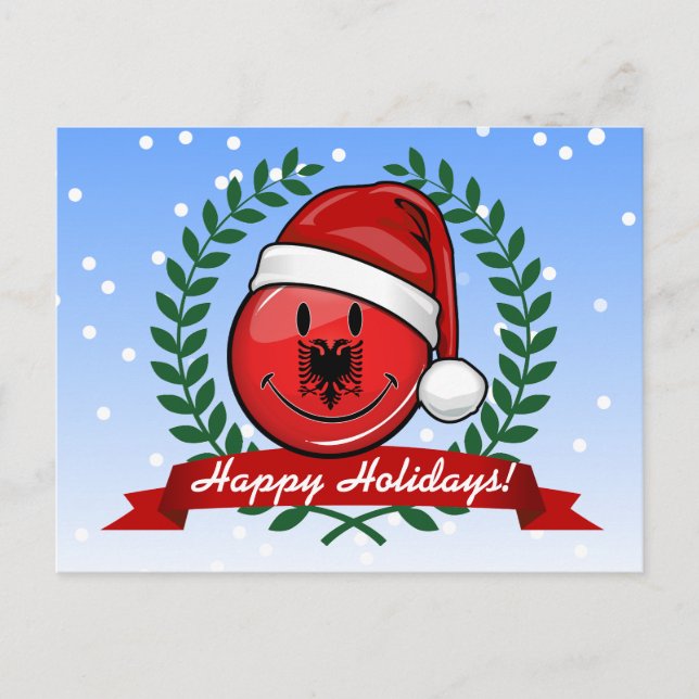Cartes Pour Fêtes Annuelles Style de Noël du drapeau albanais (Devant)