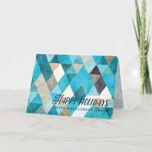 Cartes Pour Fêtes Annuelles Style d'entreprise Aquarelle géométrique bleu
