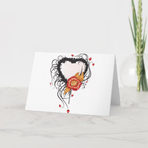 Cartes Pour Fêtes Annuelles Style Grunge Noir Coeur et Fleur