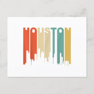 Cartes Pour Fêtes Annuelles Style Houston Texas Skyline des années 1970