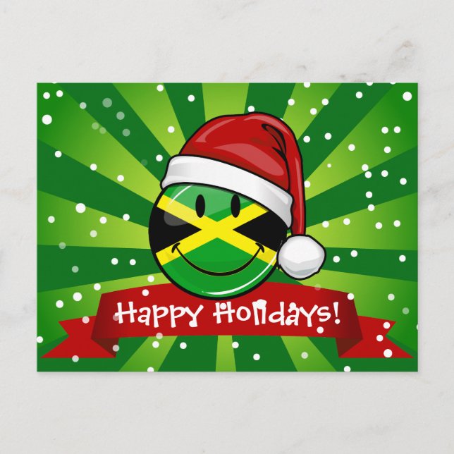 Cartes Pour Fêtes Annuelles Style jamaïcain gai de Noël de drapeau (Devant)