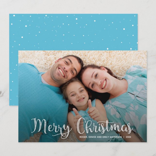 Cartes Pour Fêtes Annuelles Style Joyeux Noël Script photo (Devant / Derrière)