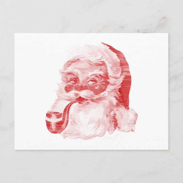 Cartes Pour Fêtes Annuelles Style Letterpress rétro Père Noël avec tuyau (Devant)