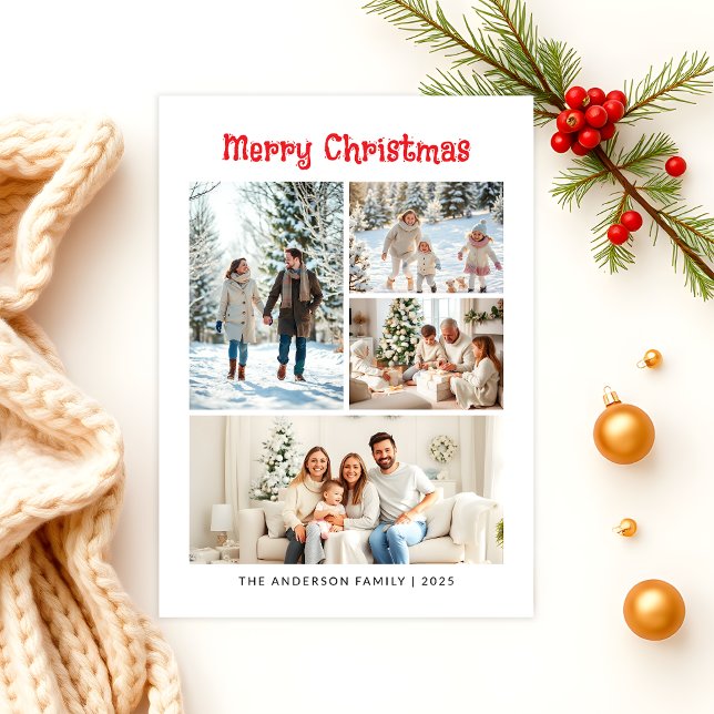 Cartes Pour Fêtes Annuelles Style moderne Four Photo Collage Joyeux Noël (Créateur téléchargé)