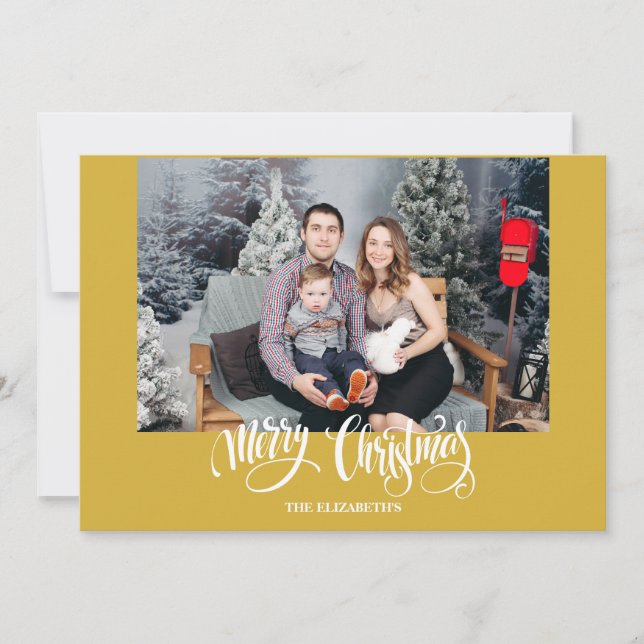 Cartes Pour Fêtes Annuelles Style moderne photo de Noël Or (Devant)