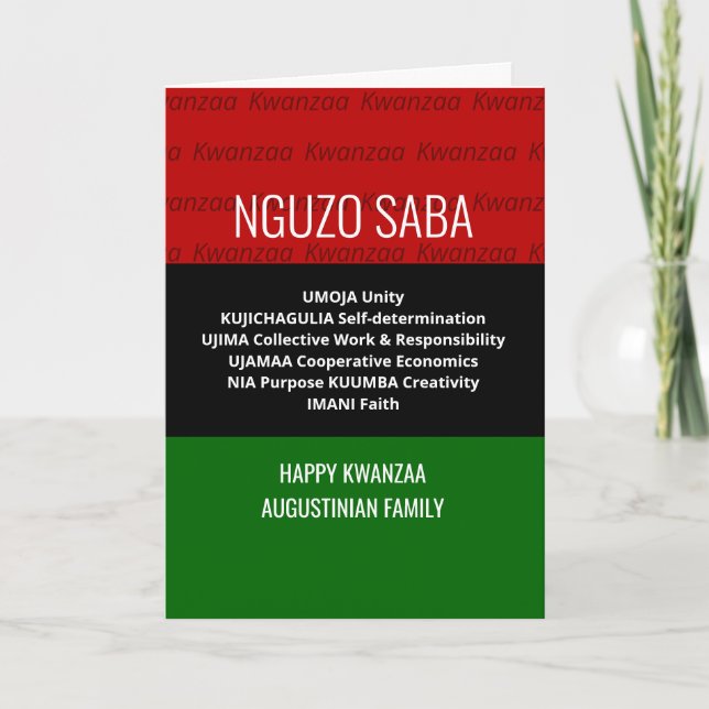Cartes Pour Fêtes Annuelles Style personnalisé NGUZO SABA Happy Kwanzaa (Devant)