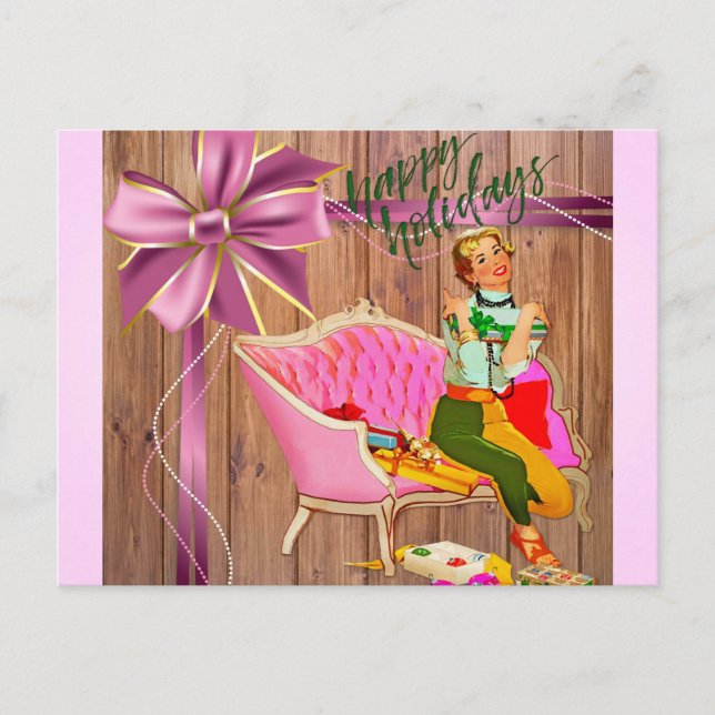 Cartes Pour Fêtes Annuelles Style rétro de Noël Joyeux vacances! (Devant)