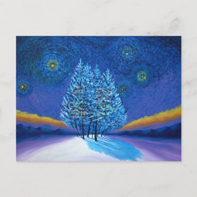 Cartes Pour Fêtes Annuelles Style Van Gogh Noël bleu (Devant)