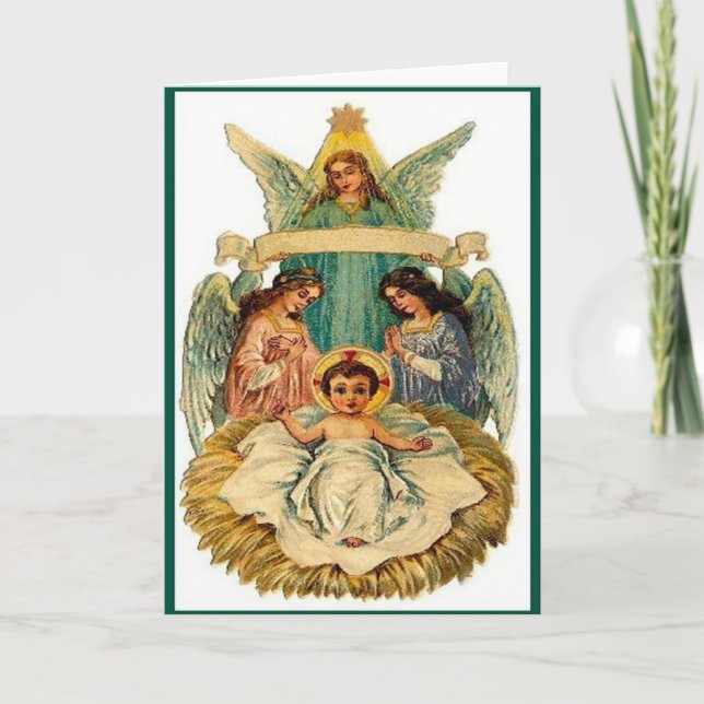 Cartes Pour Fêtes Annuelles Style victorien Salutation de Noël (Devant)
