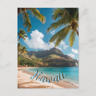 Cartes Pour Fêtes Annuelles Style Vintage Hawaïen Voyage Côte Mer Coucher de s