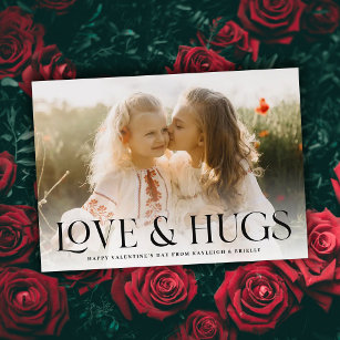 Cartes Pour Fêtes Annuelles Stylish Love and Hugs Full Photo Saint Valentin