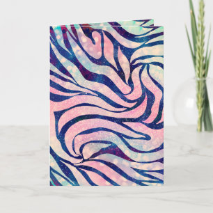 Cartes Pour Fêtes Annuelles Stylish Metallic Blue & Holographic Zebra Print