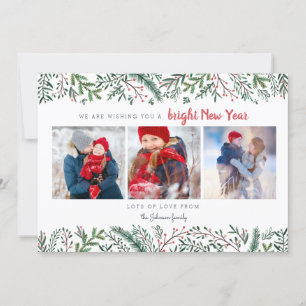 Cartes Pour Fêtes Annuelles Stylish Pine Vines green trees New Year