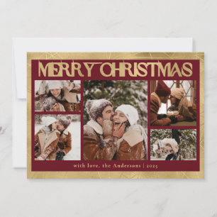 Cartes Pour Fêtes Annuelles Stylish Red Typography Photo Collage Noël