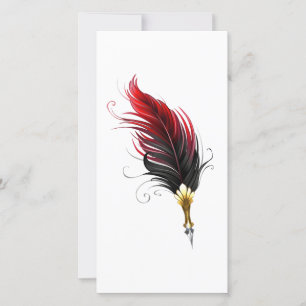 Cartes Pour Fêtes Annuelles Stylo rouge en plumes avec nib or