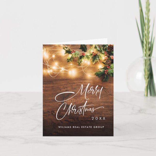 Cartes Pour Fêtes Annuelles Succursale Mistletoe Entreprise Rustique de Noël (Devant)