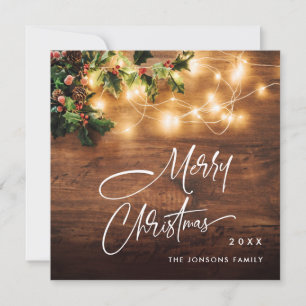 Cartes Pour Fêtes Annuelles Succursale Mistletoe Rustique Noël Salutation Bois