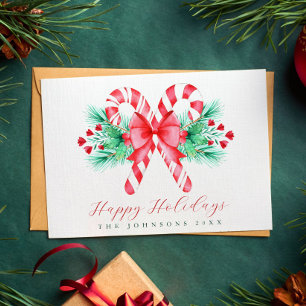 Cartes Pour Fêtes Annuelles Sucre de canne aquarelle et Noël de la corneille