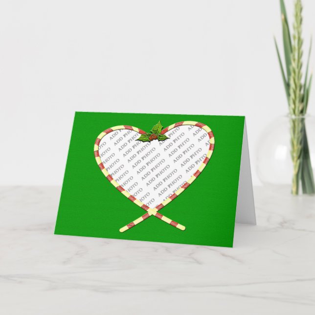Cartes Pour Fêtes Annuelles Sucre de canne Coeur de votre photo (Devant)