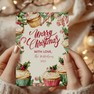Cartes Pour Fêtes Annuelles Sucre de canne Cupcake Noël