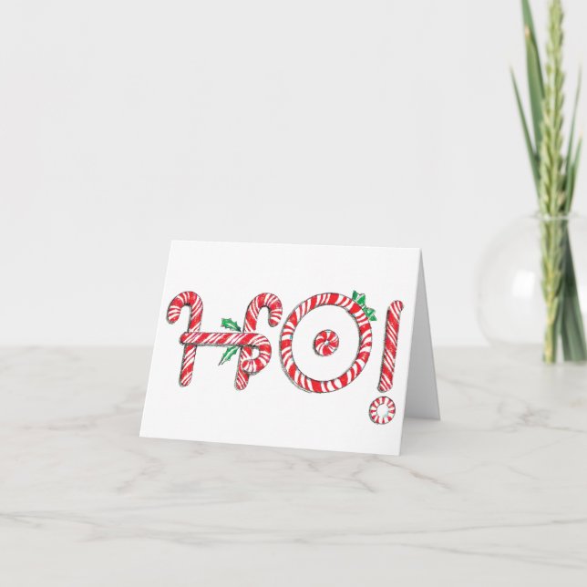 Cartes Pour Fêtes Annuelles Sucre de canne Ho ! Ho ! Ho ! Noël mignon (Devant)
