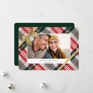 Cartes Pour Fêtes Annuelles sucre de canne Plaid Cadeau Enveloppé & Bow Photo 