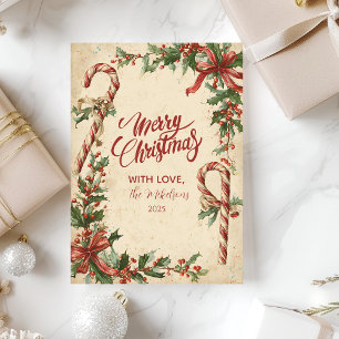 Cartes Pour Fêtes Annuelles Sucre de canne Poinsettia Noël