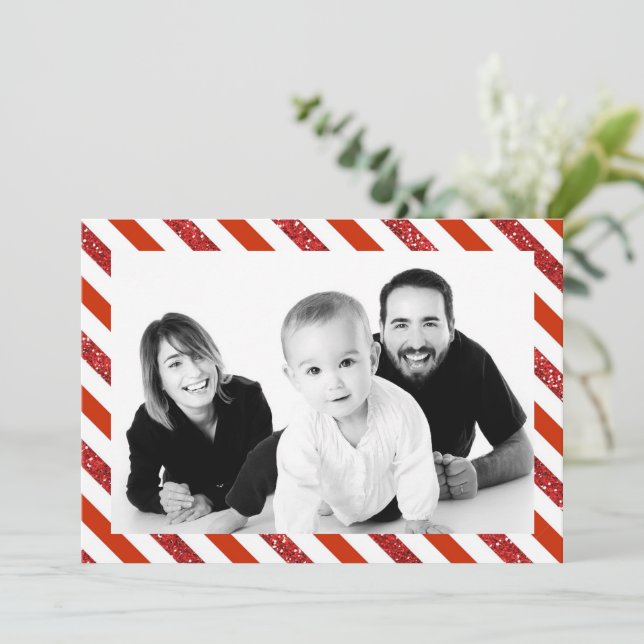 Cartes Pour Fêtes Annuelles Sucre de canne Stripes Photo (Debout devant)